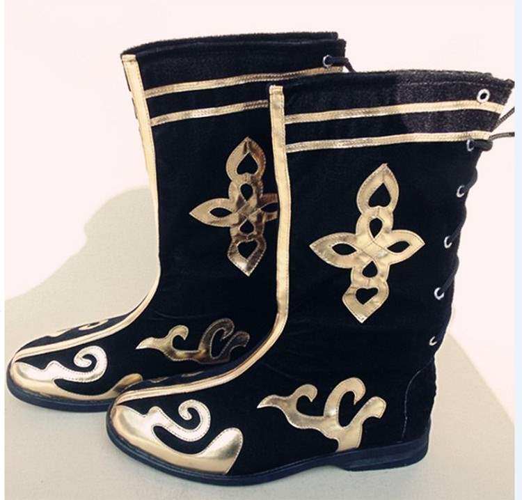 少数民族长筒靴子内蒙古族藏族男女舞台表演靴子新疆舞蹈鞋演出