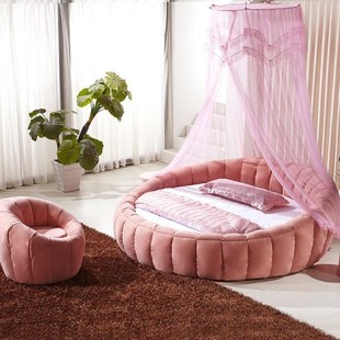 圆床双人床圆床双人床公主床时尚简约现代可拆洗布床南瓜结婚圆形