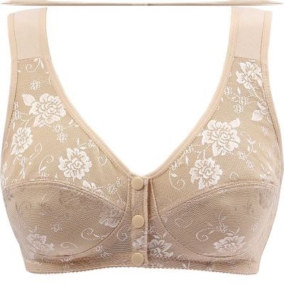 大号40-50-60岁新款无钢圈内衣妈妈款中年透气粉色简约乳罩女人