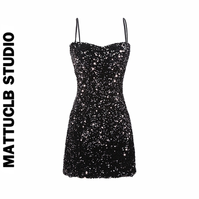 性感亮片吊带短裙连衣裙图片