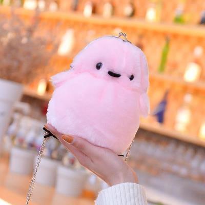 少女小挎包链条小鸡包包女2017新款零钱包女迷你可爱卡通毛绒小包