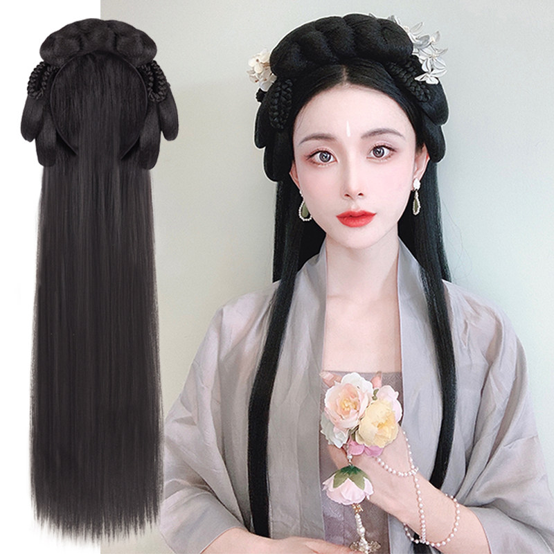 汉服假发一体式发箍女懒人造型古风发饰盘发发髻古装百搭全头套式