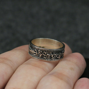 藏式戒指男士纯银图片