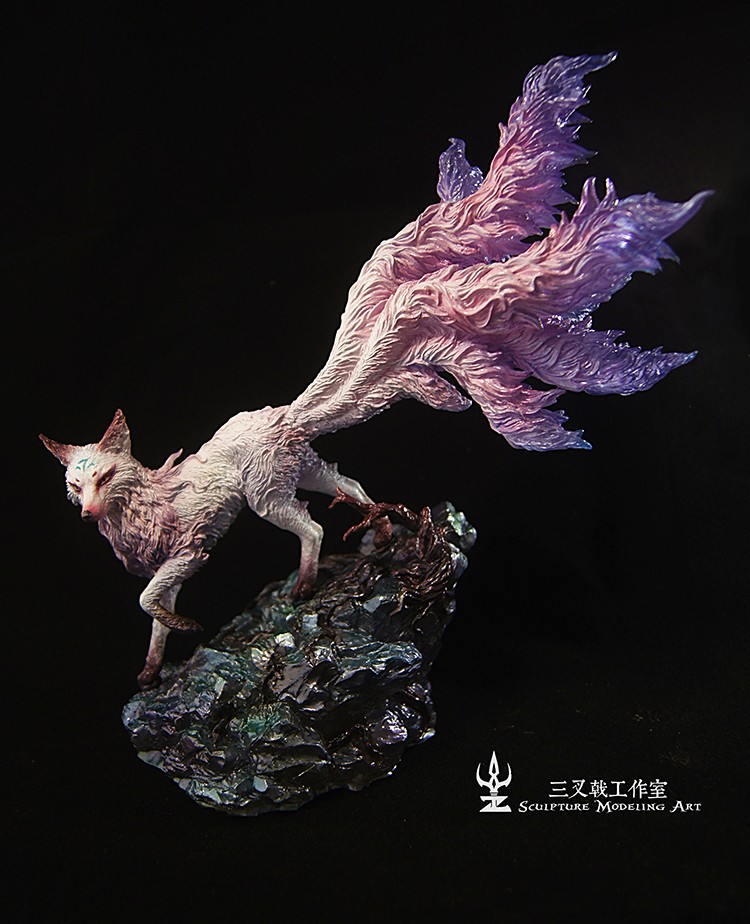 山海经九尾狐摆件狐仙姻缘雕像手办gk礼物三叉戟神兽魔幻个性玄幻