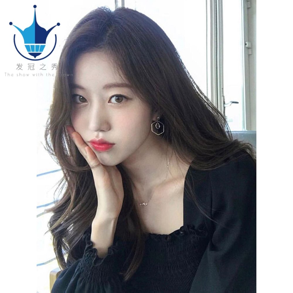 大波浪中分_假发女长发中分大波浪长卷发网红八字刘海修脸自然全头套