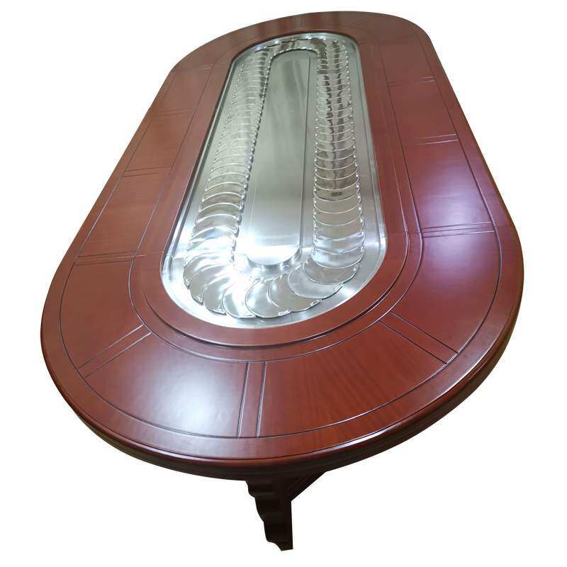 餐厅超大自助火锅木实旋转饭店圆桌自动电动宴会椭圆形餐桌转盘优惠券