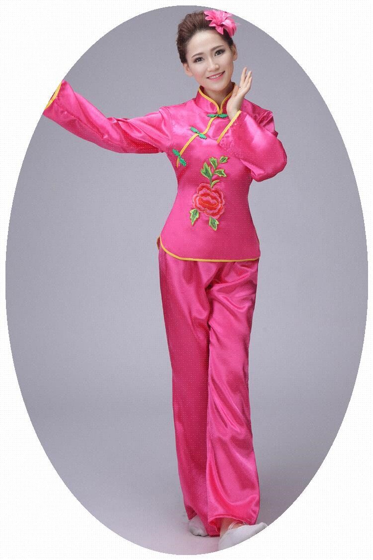 秧歌服装演出服女成人2018新款中老年扇子舞民族舞蹈广场舞服套装