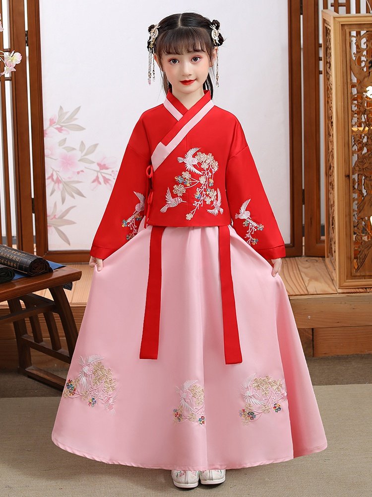 国学汉服女童夏装唐装夏款中国风儿童古装女孩小学生夏季演出服女
