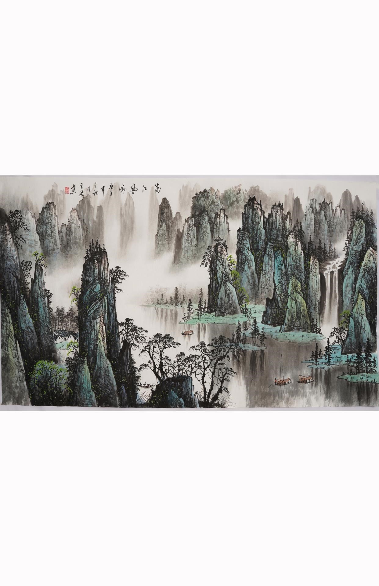 小六尺客厅装饰画漓江山水画桂林山水甲天下纯手绘国画王涛0014