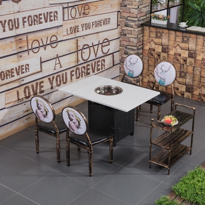 桌椅烤肉饭店.电磁桌子餐桌炉自助烧烤火锅组合餐厅桌一体店商用