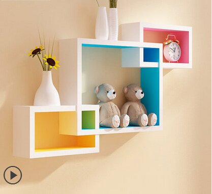 新品创意格子隔板墙上置物架房间墙面壁挂壁柜电视背景墙装饰架木