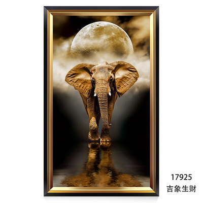 大象玄关装饰画客厅过道墙面现代走a廊挂画美式轻奢竖版壁画大气