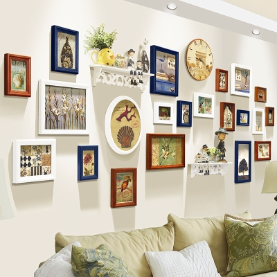 欧式客厅照片墙创意置t物架挂墙相框墙组合大墙面相片框
