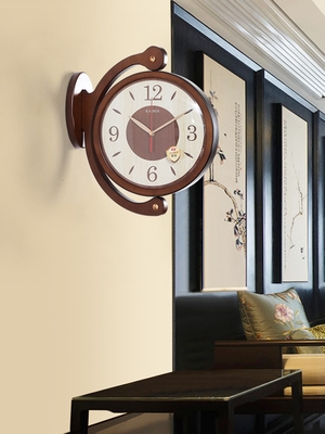 双面挂钟简约中式图片