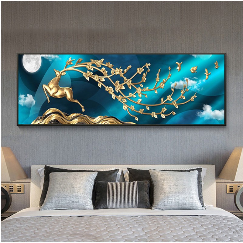 绣吉祥鹿珍珠画十字绣手工满钻风钻石绣客厅卧室床头轻奢发财优惠券