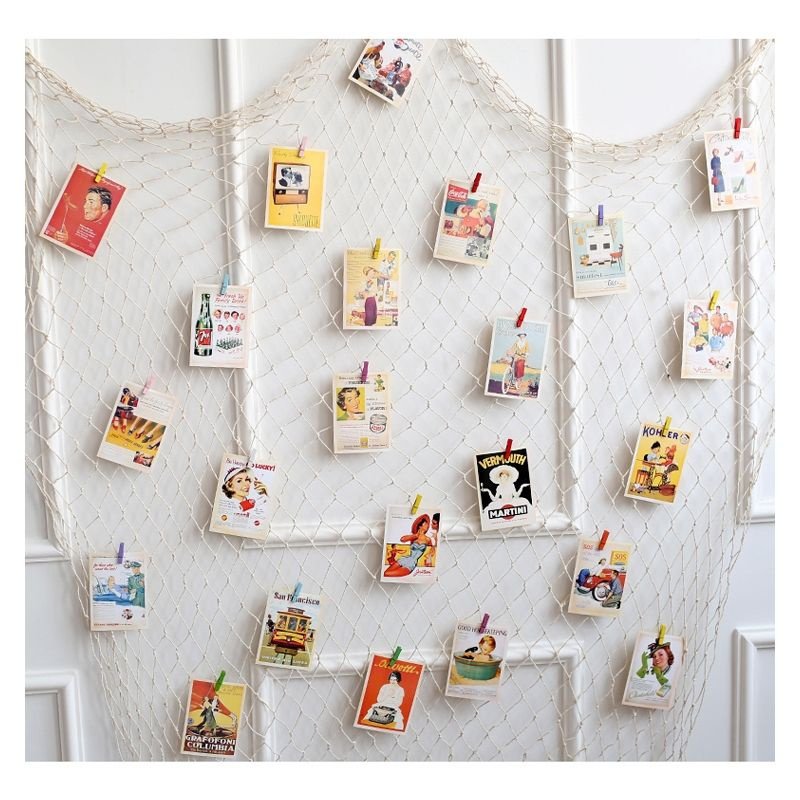 相片墙麻绳网格夹子装饰悬挂无痕钉墙上相册文艺卧室客厅照片墙
