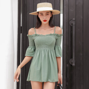 抹胸泳衣女分体裙式保守图片