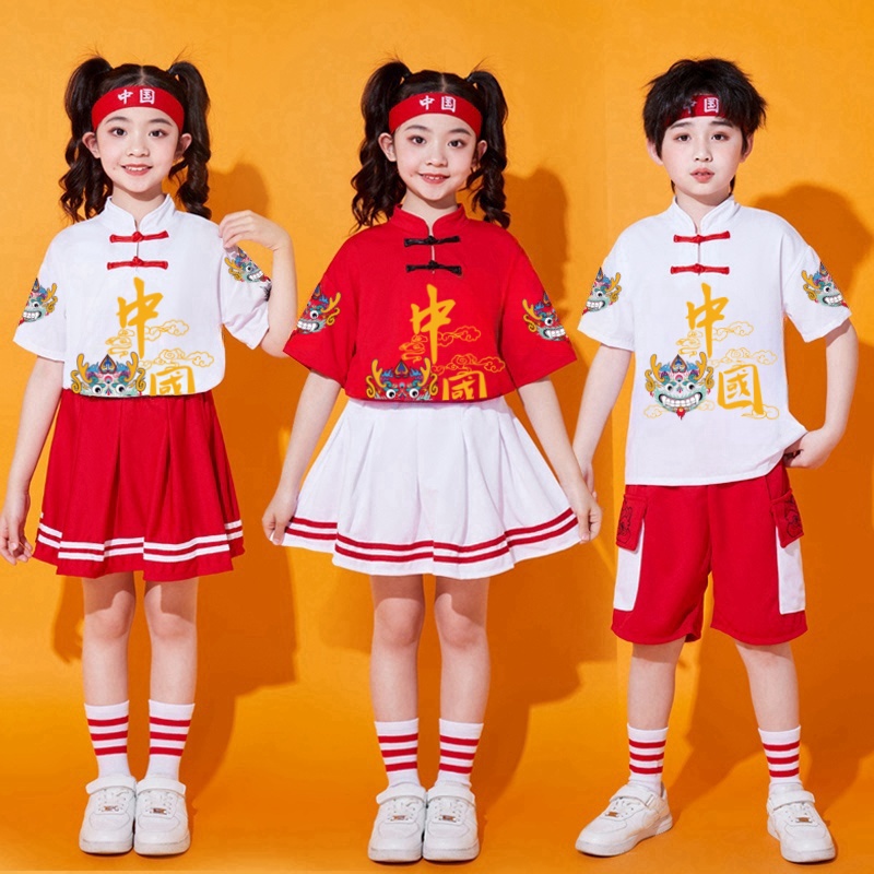 六一儿童汉服女童中国风幼儿园舞蹈服小学生爱国表演出服装啦啦队