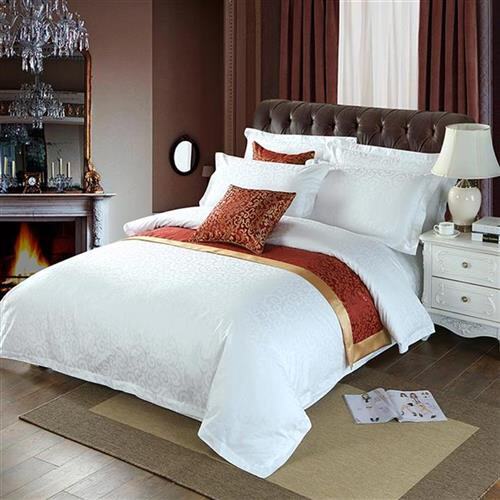 宾馆床上用品四件套酒店用的白色五星级旅馆纯白床单被套