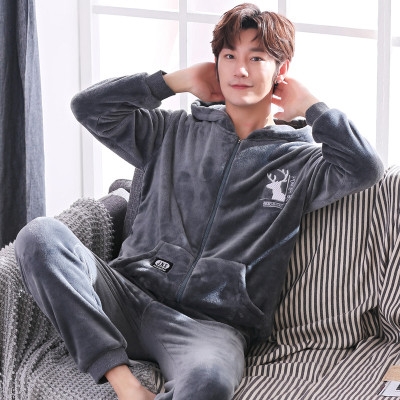 棉睡衣男冬季加厚纯棉珊瑚绒冬图片