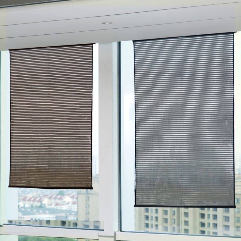 窗帘卷帘门帘遮挡布透气玻璃卧室隔音伸缩帘卷帘光厨房窗户家用