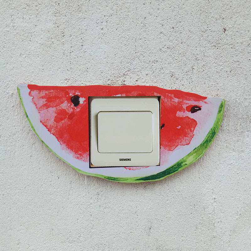 小清新_开关保护套木质开关贴墙贴清新森系客厅插座面板装饰水果西瓜