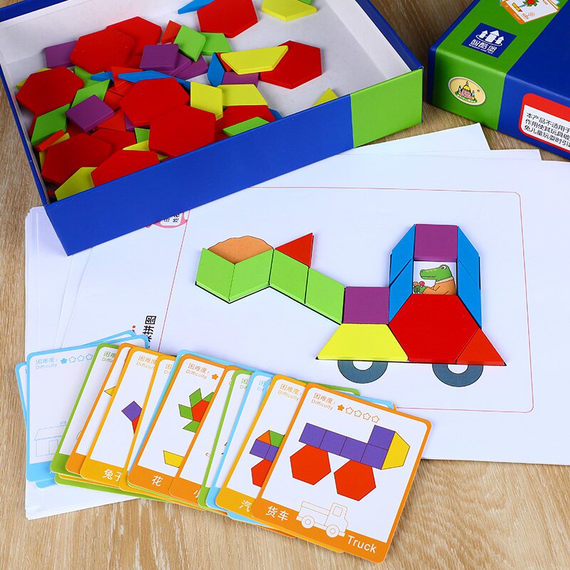 幼儿园儿童创意几何教具智力拼图玩具学生用早教益智拼图图纸