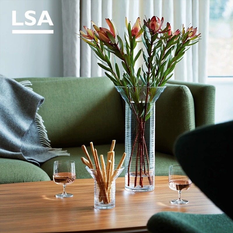 LSA 进口Union高级感透明玻璃花瓶摆件桌面客厅书房敞口插花花器