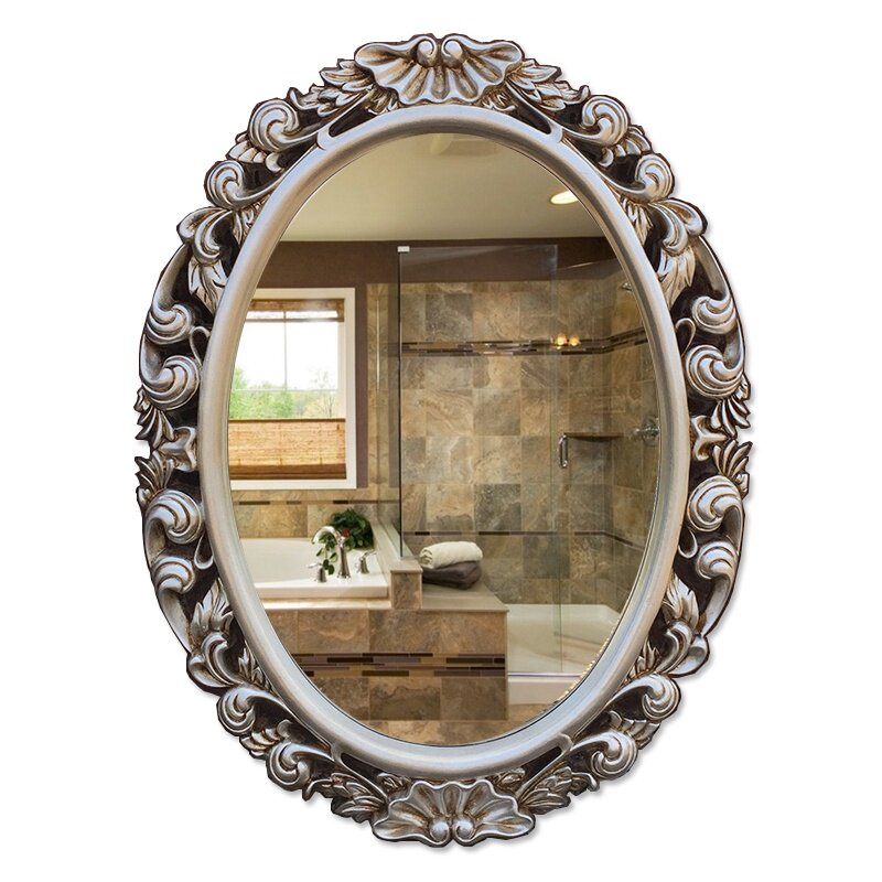 高档欧式浴室镜椭圆壁挂镜子美容院理发店装饰镜t子防水镜子卫浴