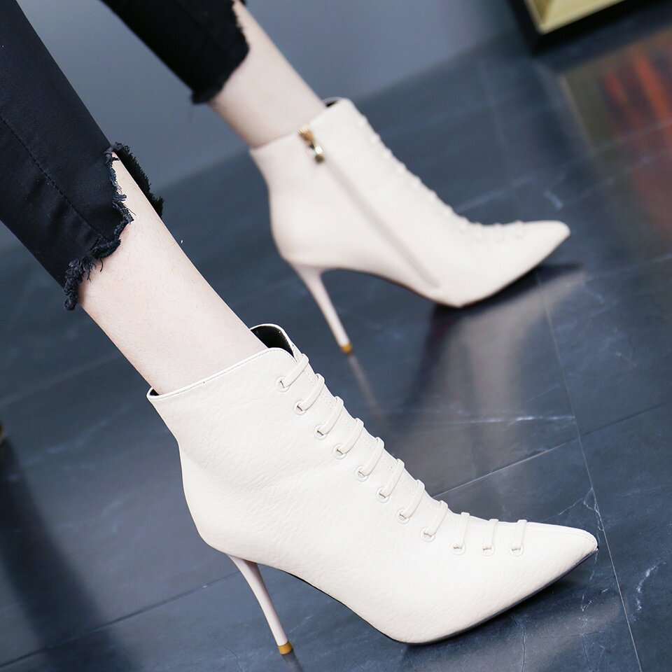 绑带高跟鞋女细跟秋冬