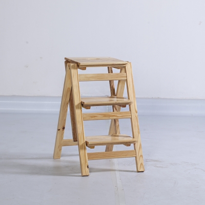 包邮实木家用多功能折叠梯凳二三步梯椅子室内登高多用木梯d子爬