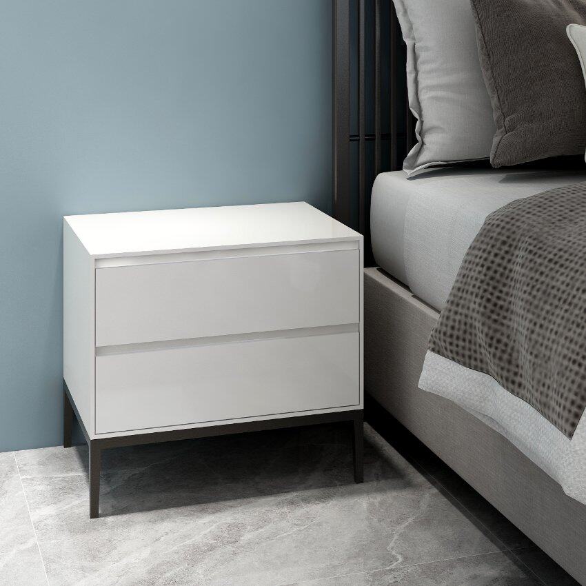 北欧轻奢床头柜简约现代意式极简床边柜时尚卧室创意收m纳储物边