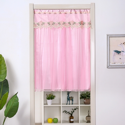 门帘装饰帘隔断帘蕾丝纱门帘双层双d开卧室家用免打孔两片式半门