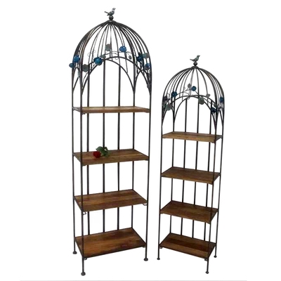 鸟笼收纳物架木板美式装饰架层铁架小鸟店铺花架