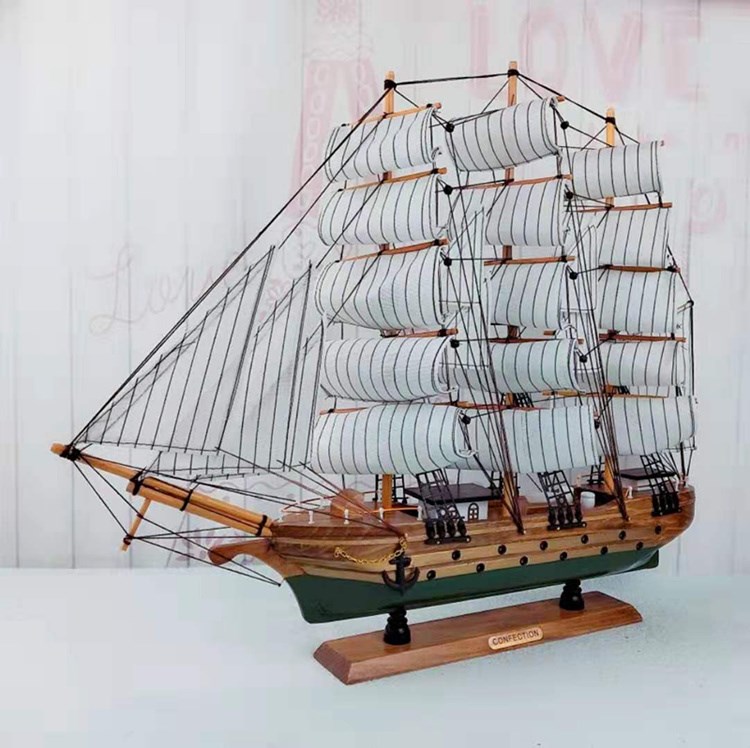 正品大型木质一帆风顺帆船模型实木工艺品礼品家居酒柜客厅办公室