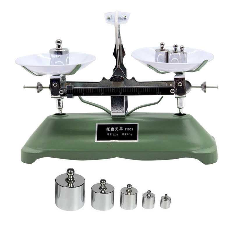 托盘天平学生_天平秤称学生家用物理托盘天平砝码实验小型儿童简易高