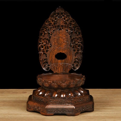 正品佛像观音菩萨莲花座台供奉供佛佛龛须弥座圆形实木背光底座托