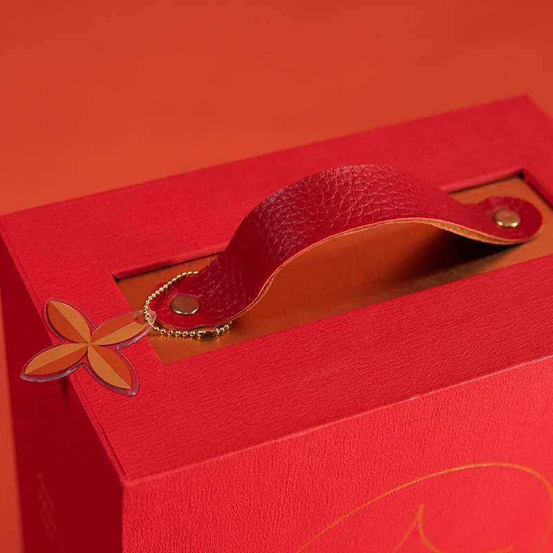 方森园新年礼品盒红色中式礼物盒大号装洋红酒礼盒空盒精致包装盒