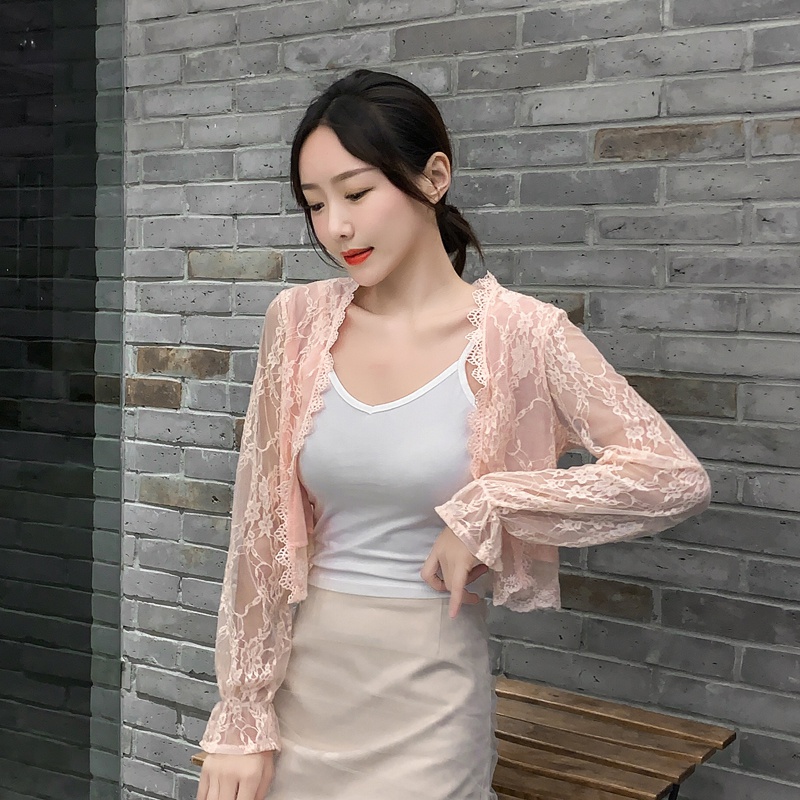 蕾丝小披肩女夏季配裙子的吊带外搭开衫短款外套防晒上衣百搭薄款