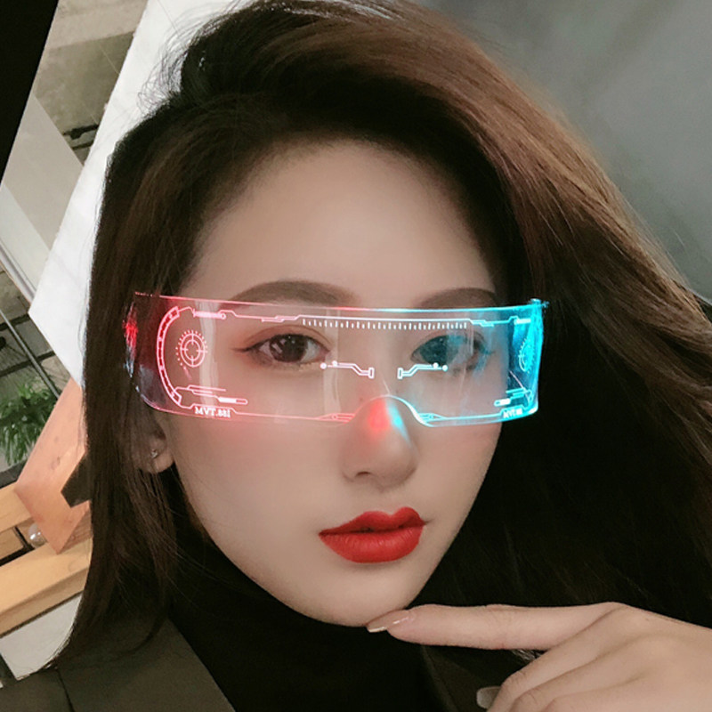 赛博朋克蹦迪眼镜发光超酷未来科幻男潮网红led道具拍照装备闪光