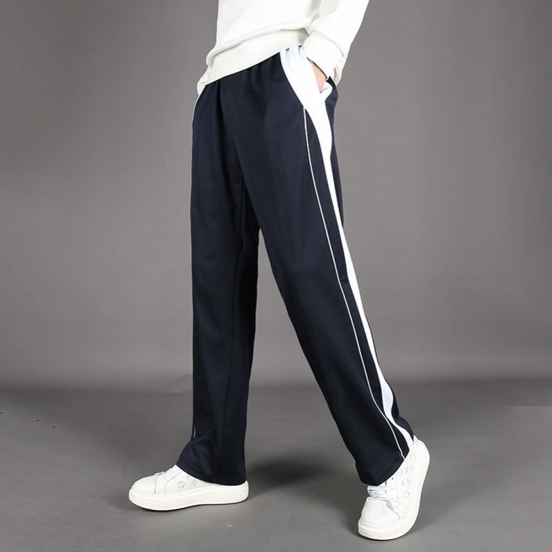 深圳校服裤小学生高中男女儿童夏季运动宽松直筒深蓝色汕尾校裤