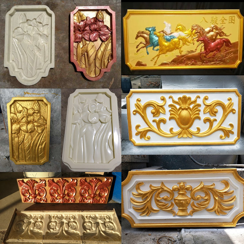 别墅装饰山花 浮雕花板 磨具四方柱挂件花系统欧式水泥罗马柱模具已售