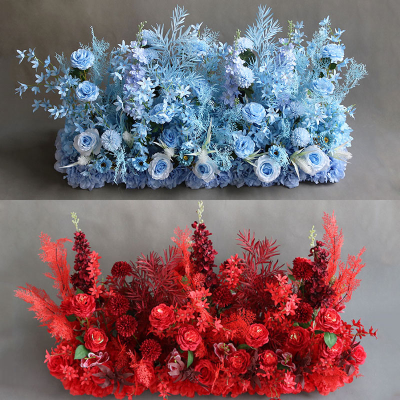 (今日5.8折)中式婚庆舞台t台排花布置婚庆花艺花排路引新款长条路引花