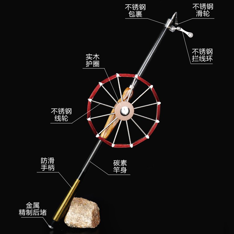 八卦轮_甲鱼枪全套抢杆顶滑轮打甲鱼杆专用钩p一体盘超硬八卦轮锚鱼竿