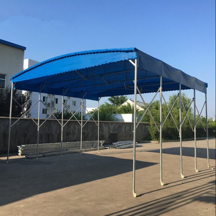 移动推拉雨棚折叠伸缩棚f雨篷大型帐蓬防水户外收缩农村仓库工地
