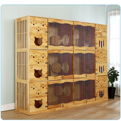 猫笼子猫别墅实木猫窝猫房子定制玻璃超大j三层双猫舍仓鼠产房猫