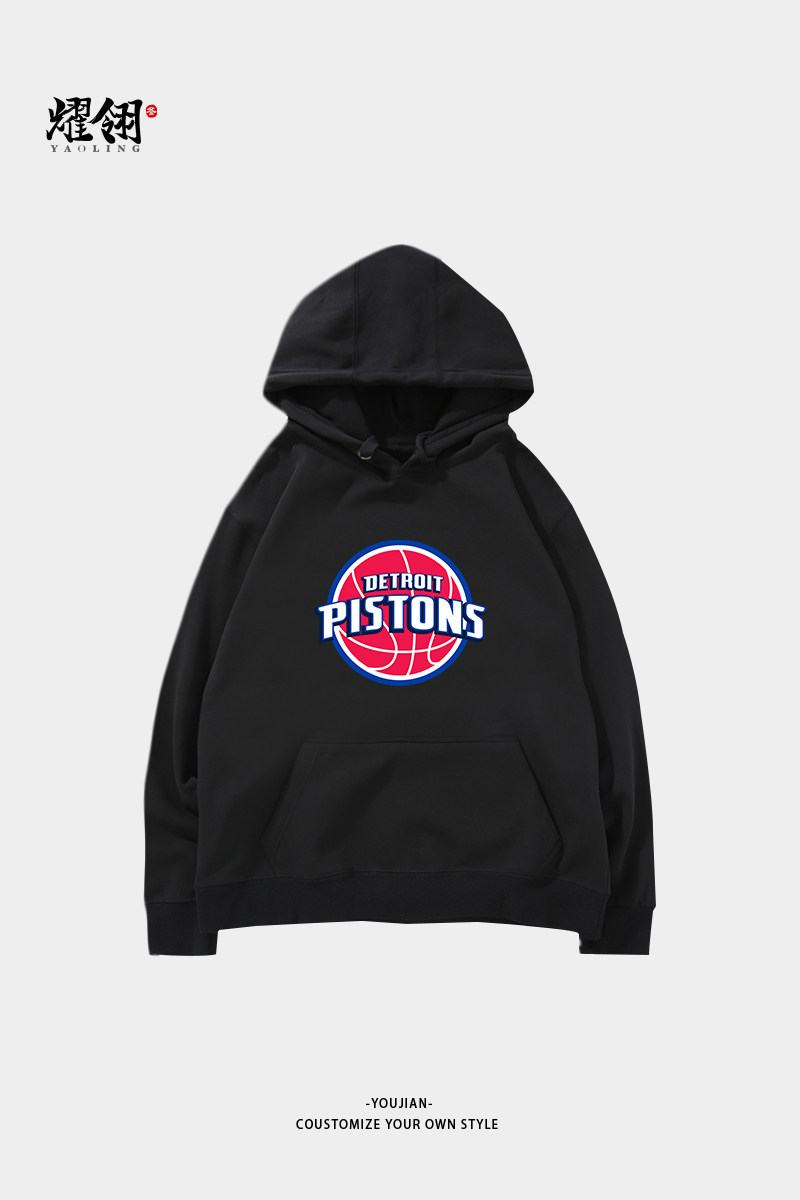 新款底特律活塞队连帽卫衣男秋冬季篮球nba运动潮训练服套头上衣