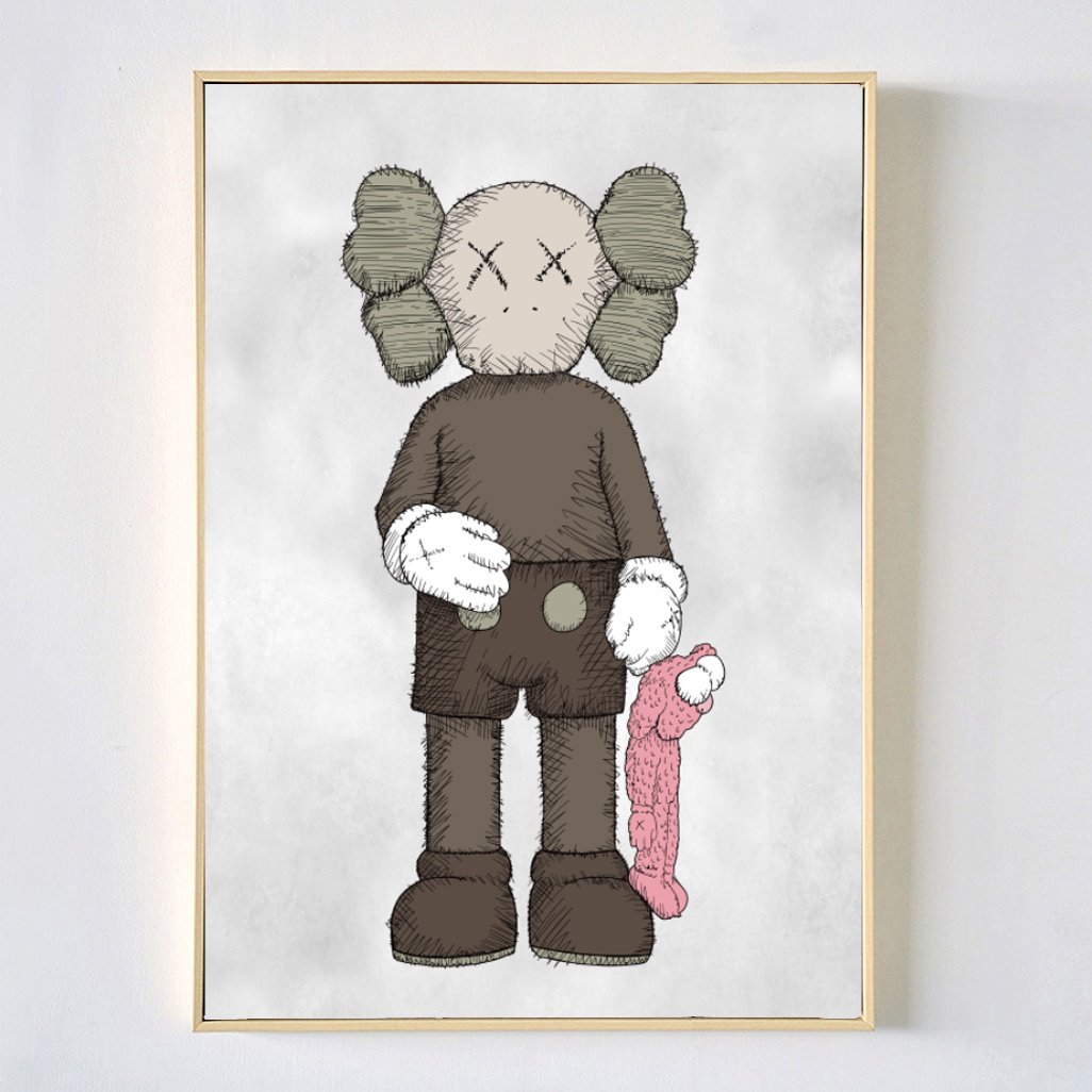 大尺寸kaws卡通潮流客厅装饰画巨幅儿童房进门玄关走廊酒吧壁挂画