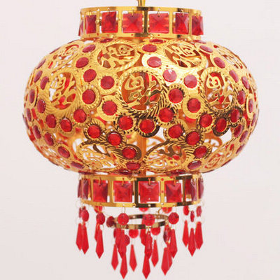 阳台灯饰春节户外新年大门中灯笼农村吊灯挂室内大红过年国风大