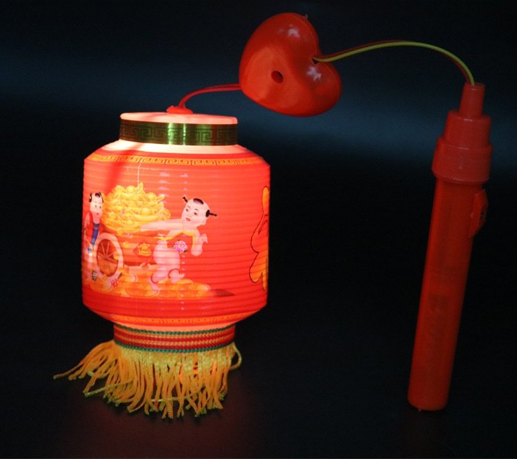 发光带灯元宵节电动手提灯笼小孩儿童音乐玩具礼物塑料走马灯包d